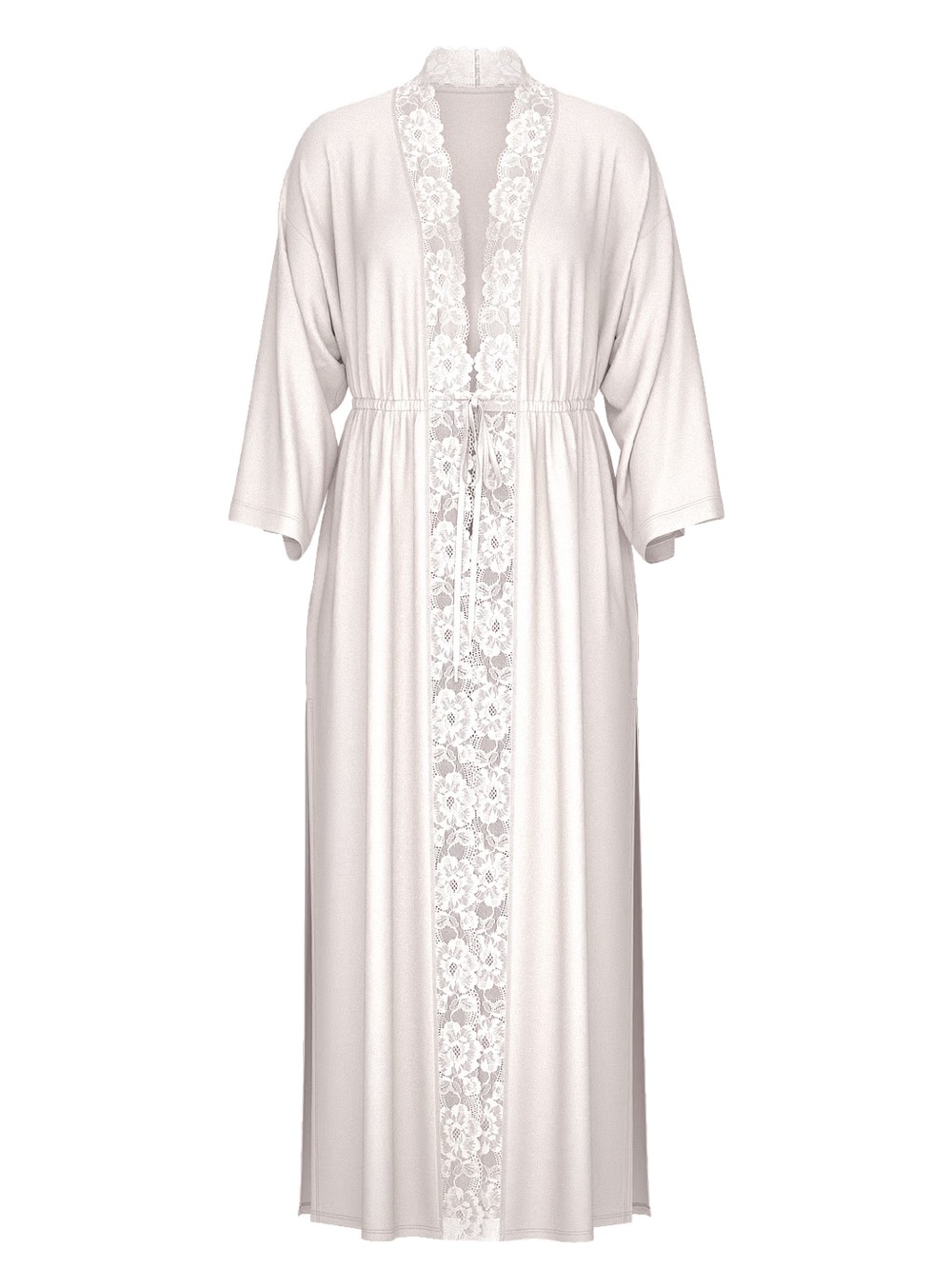 VS SoSoft™ Modal Ribbed Lace-Trim Long Robe - Picture 3 of 8